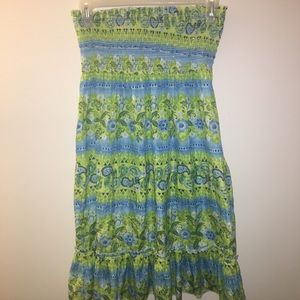 Blue and green sparkly dress